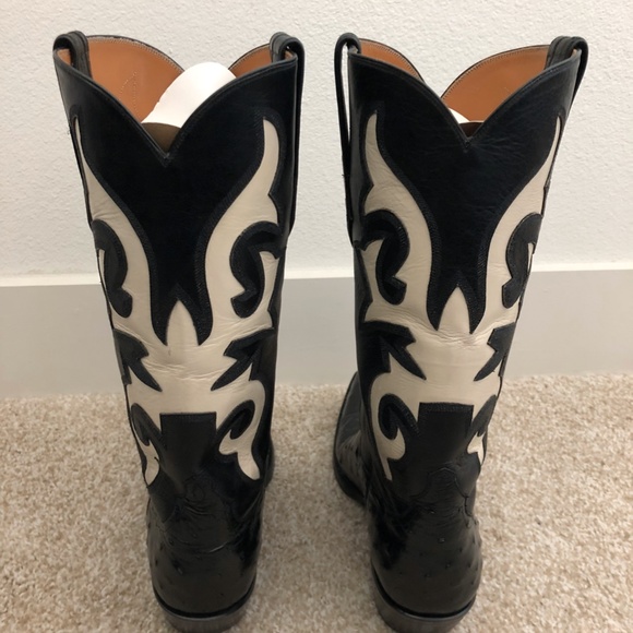 Custom JB Hill Black Ostrich Boots - Picture 3 of 8